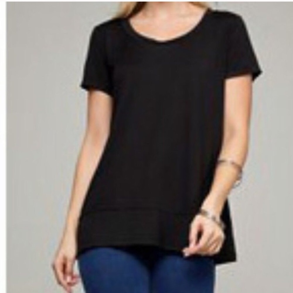 Plus Size Scoop Neck Black Top